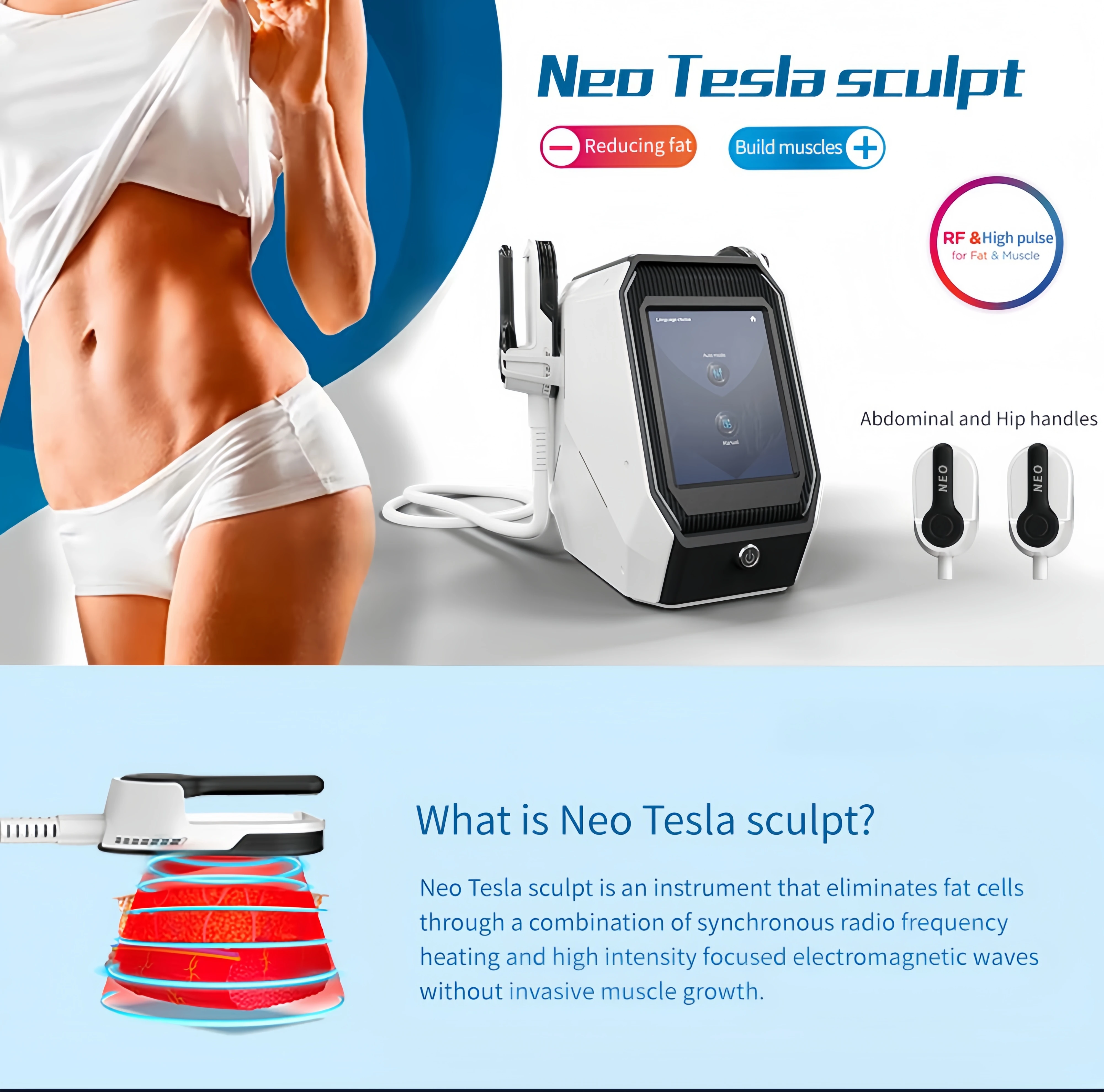 Portable RF Physiotherapy Body Ems Machine Standing Type for Home Use Features for Muscle Increase Cellulite Removal Weight Loss