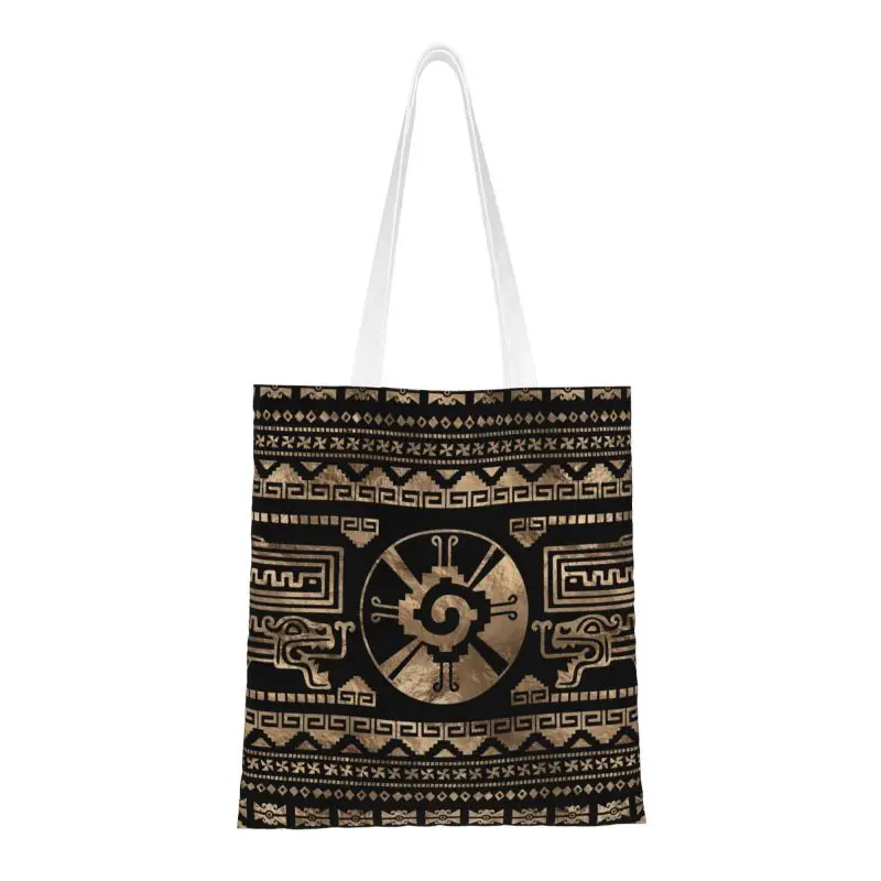 Mayan azteca Hunab Ku bolsas de compras de comestibles, bolso de mano de lona con estampado Kawaii, bolso de hombro, bolso de mano portátil de gran capacidad