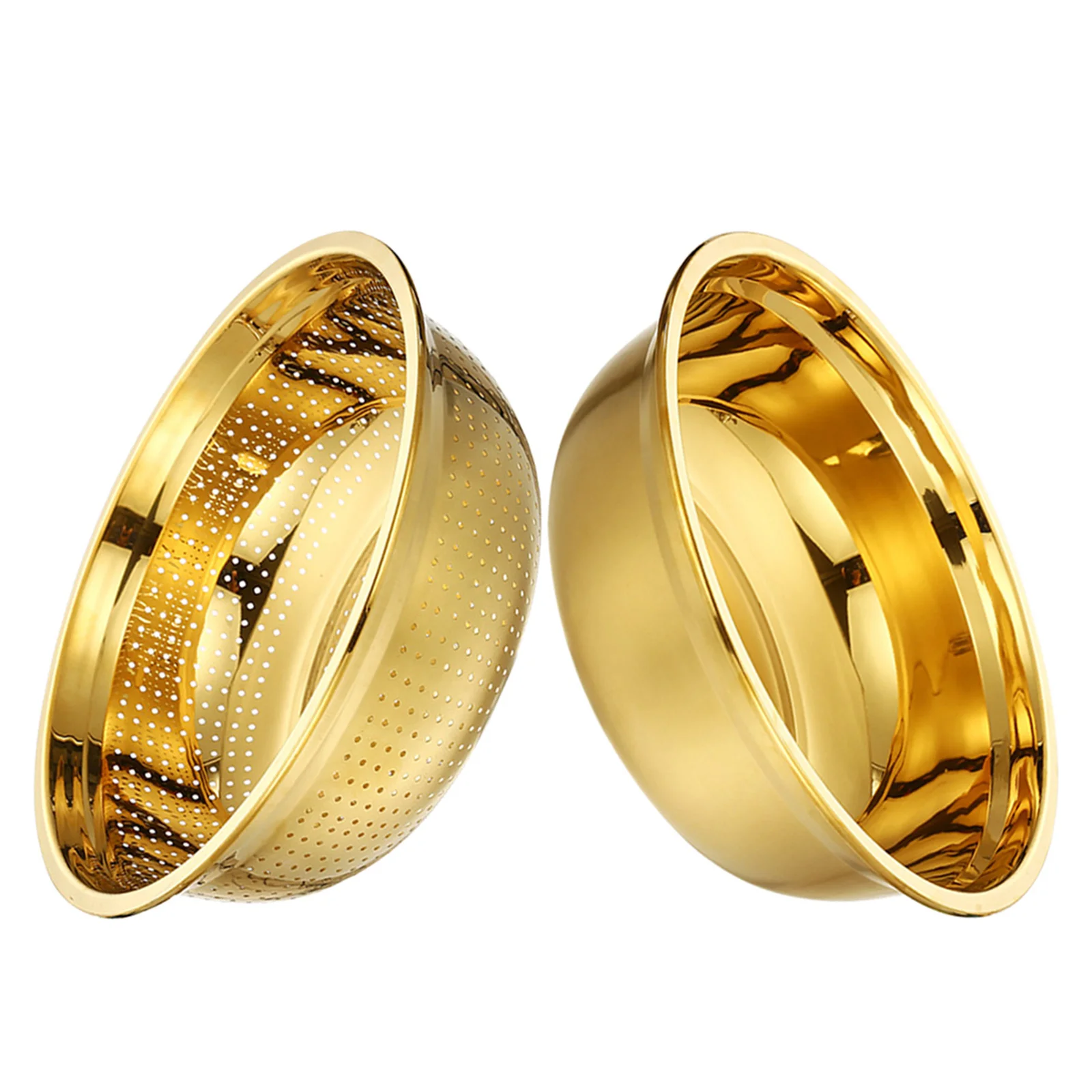 

1Set Stainless Steel Draining Basket Wash Colander 16Cm Smooth Edge No Burr for Vegetables Fruit Rice Cleaning Kitchen Gadget