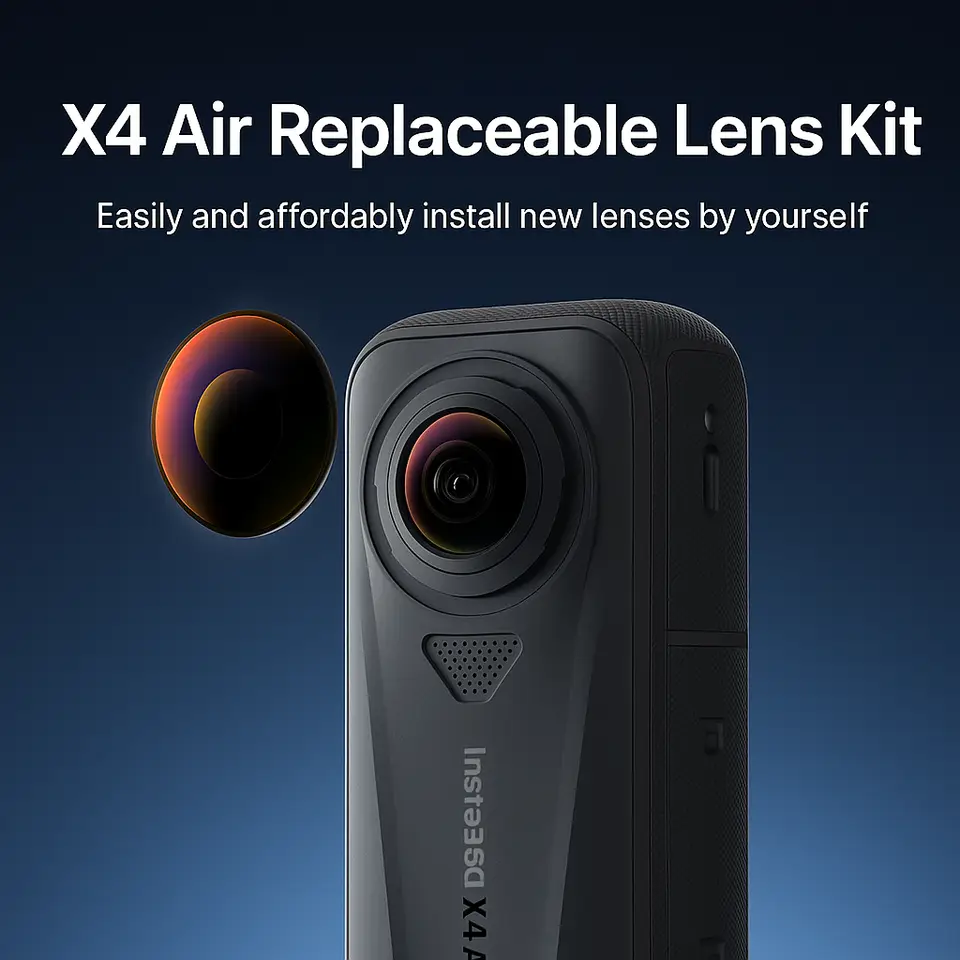 مجموعة استبدال عدسة بصرية Insta360 X4 Air مجموعة عدسات رسمية تركيب ذاتي سريع إصلاح تلف عرضي استمر في التصوير - 6