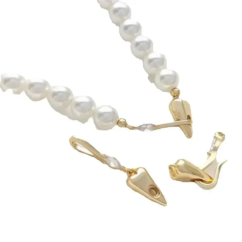 14K Bag Peach Heart Shaped Fish Hook Clasp Pearl Hook OT Clasp Bracelet Necklace Connected Finishing DIY Jewelry