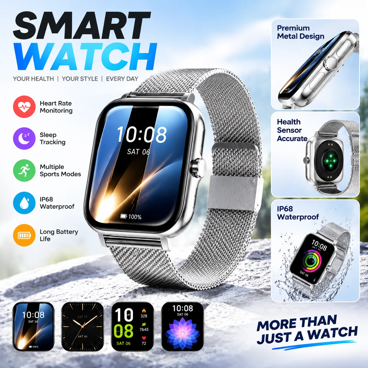 2026 NEW Smart Watch 2.01 Inch HD Display Answer Make Call Message Preview Sport Modes DIY Dial Weather Forecast Men Women