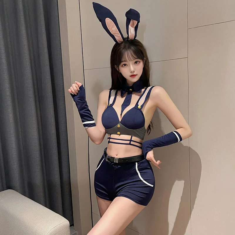 

Anime Cute Rabbit Police Uniform Cosplay Costume Night Bunny Girl Sexy Underwear Role Play Outfits Nightwear Lingerie