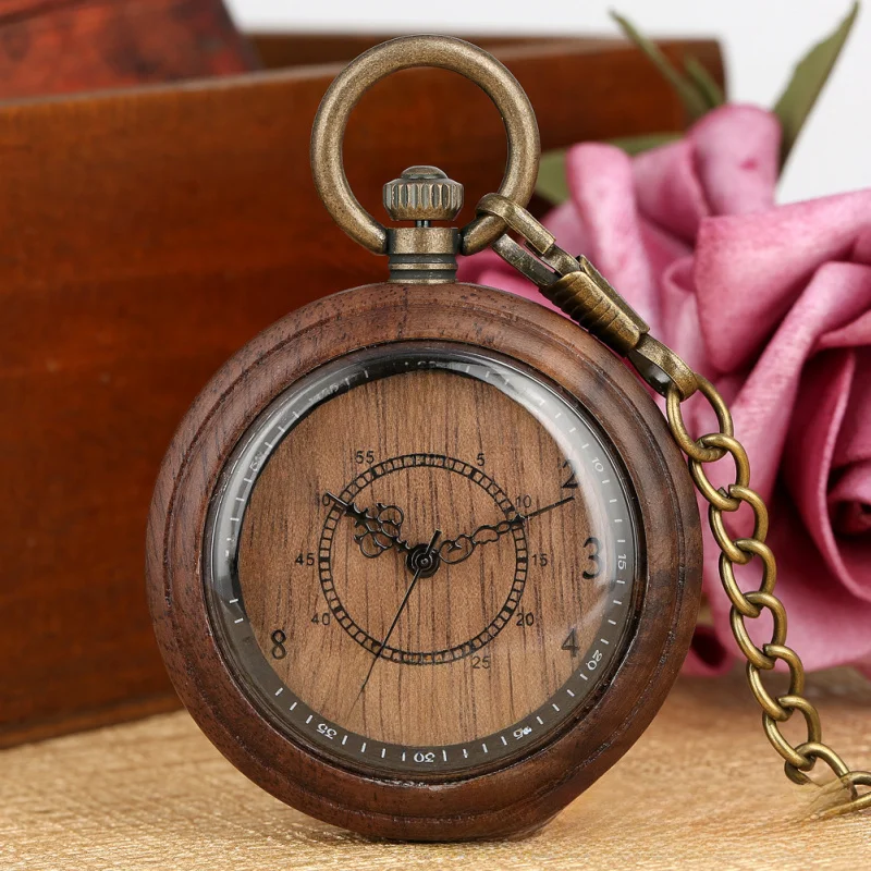 

Foreign Trade Hot Sale Wooden Pocket Watch A Variety of Retro Nostalgic Wooden Men's and Women's Quartz Lanyard Pocket Watch Who