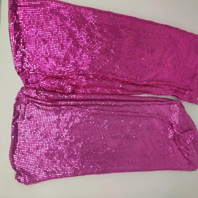 Sparkly 45*150CM Fushia Metal Mesh Fabric Metallic Cloth Sequin Sequined DIY sewing Chainmail dress Decoration Curtain