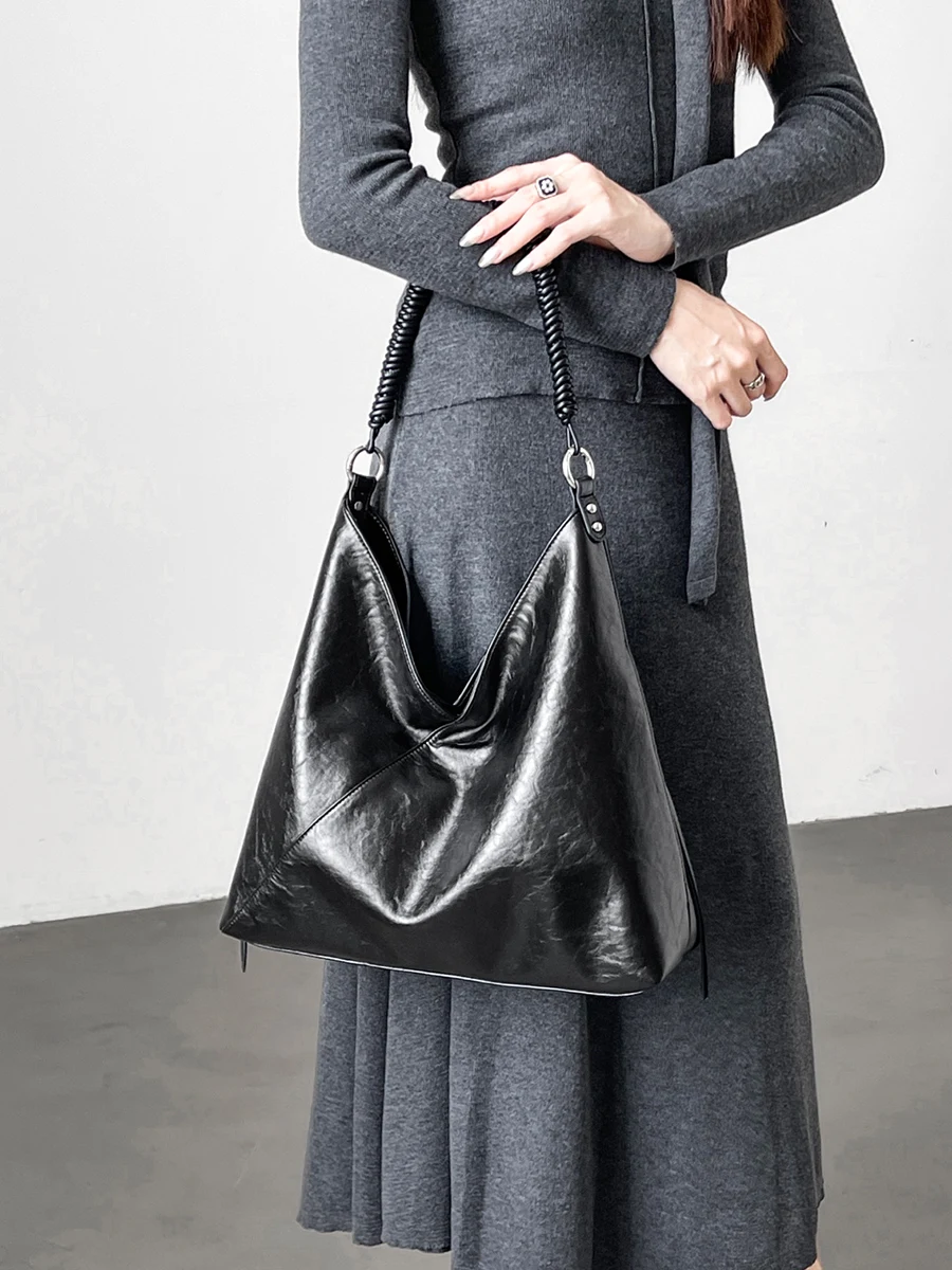 

Стильная женская сумка через плечо большой вместимости, сумка-тоут для повседневного использования, высокая эстетика, простота, стиль, повседневность, досуг