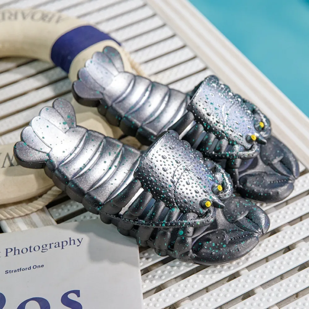 

Unique Waterproof Lobster Slides Slippers Quick-drying Light Weight Shrimp Slippers Thick Comfortable Couple Sandals Bath