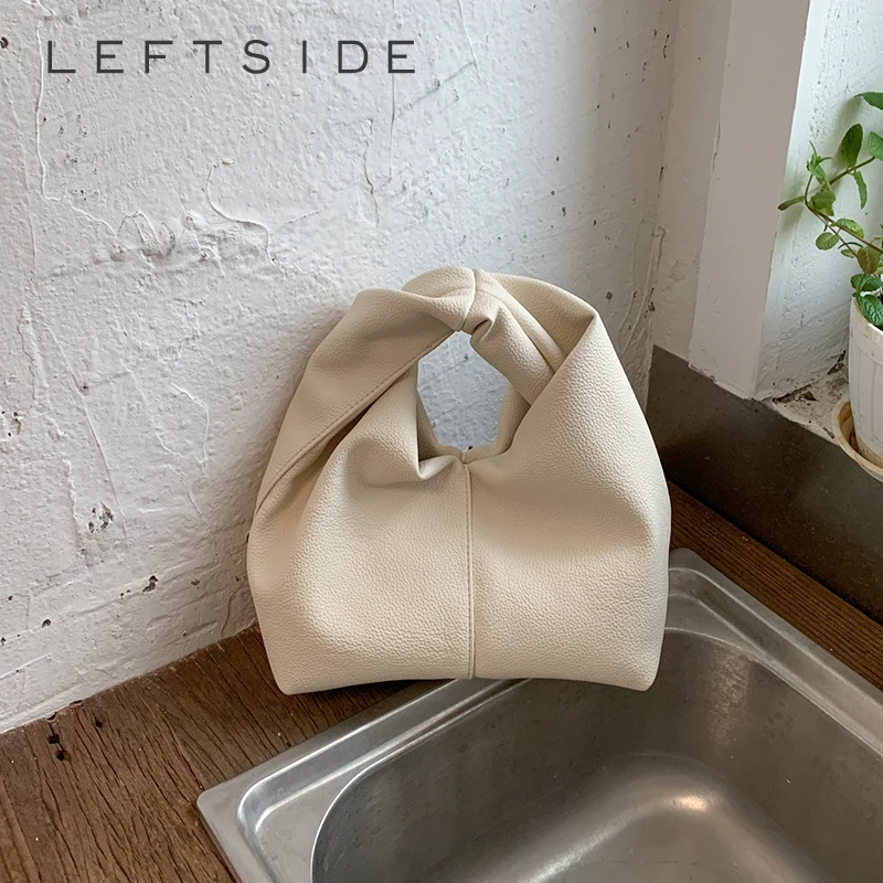 

LEFTSIDE Women's Small PU Leather Handbag Minimalist Relaxed Aesthetic Daily Casual Solid Color Shoulder Bag 2026 New Trend