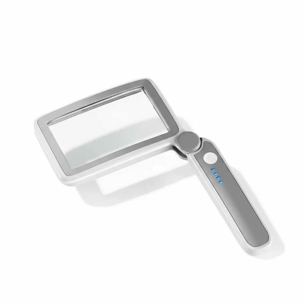 4X Magnification Magnifying Glass 3 Lighting Modes Large Lens Rechargeable Magnifier USB Rechargeable Folding Design