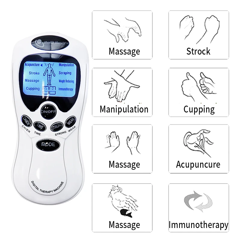 8 Modos TENS EMS Massager Estimulador Muscular Pulso Elétrico para Costas Pescoço Eletrodo Massagem Pads Dispositivo Terapia de Baixa Frequência