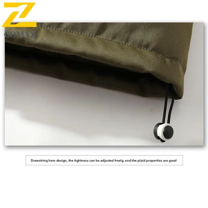 COMXZ Men Fleece Lined Jacket Winter Autumn Korean Style Waterproof  Windproof Hooded Outdoor Sports Casual Solid Color Coat