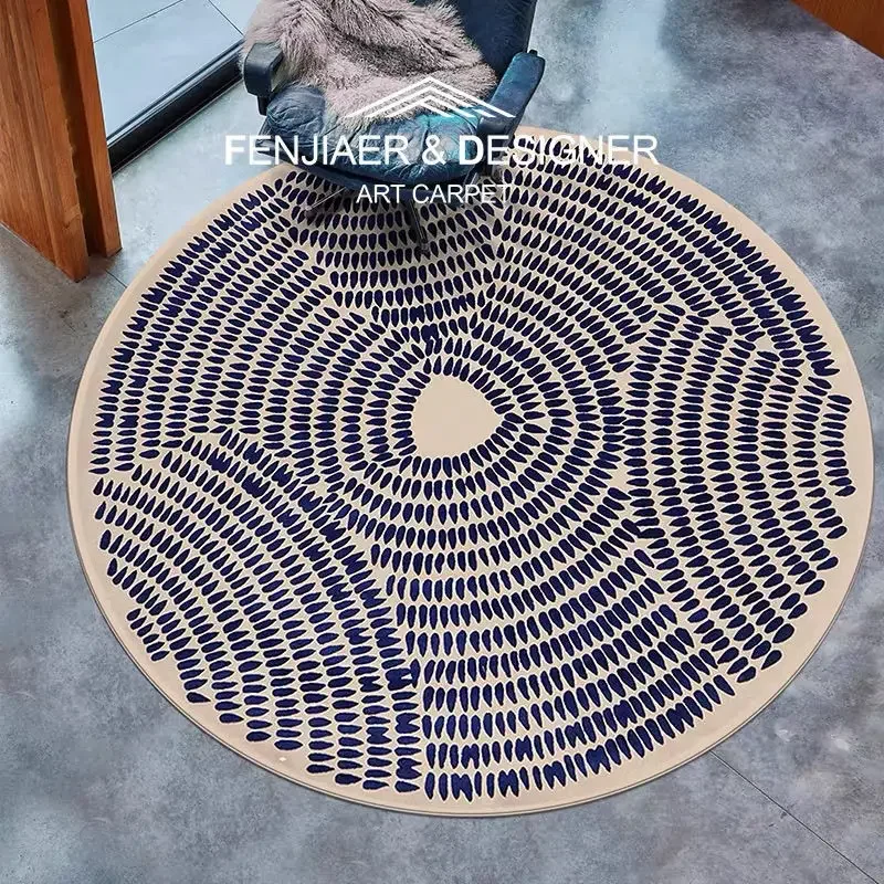 Modern Senior Style Round Carpet Big Size Non-slip Living Room Rug Light Luxury Gaming Room Decoration Chair Mat Easy Cleaning