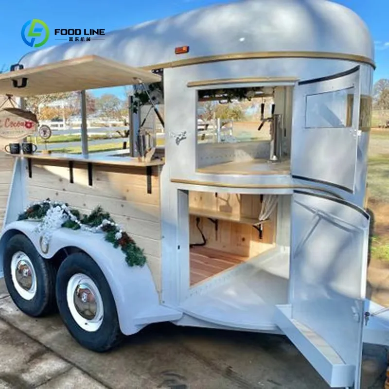 

Mobile Food Trailer Horse Box Conversion Full Kitchen Hot Dog Ice Cream Cart Coffee Bar Catering Van Fast Food Truck customized