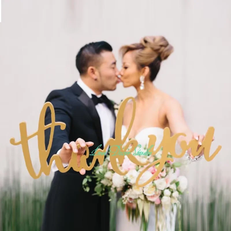 

Custom Wooden Thank You Card, Calligraphy Style, Wedding Card, Photo Prop, Lettering