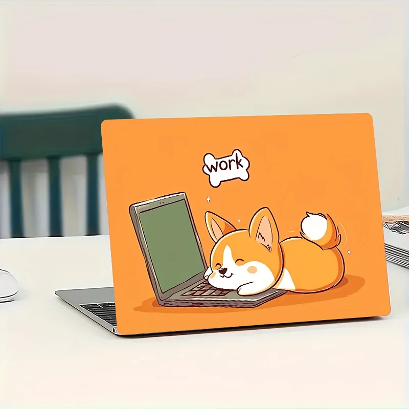 Two Pack of Cute Corgi Laptop Stickers Waterproof PET Stickers Self adhesive Cartoon Patterns Decal