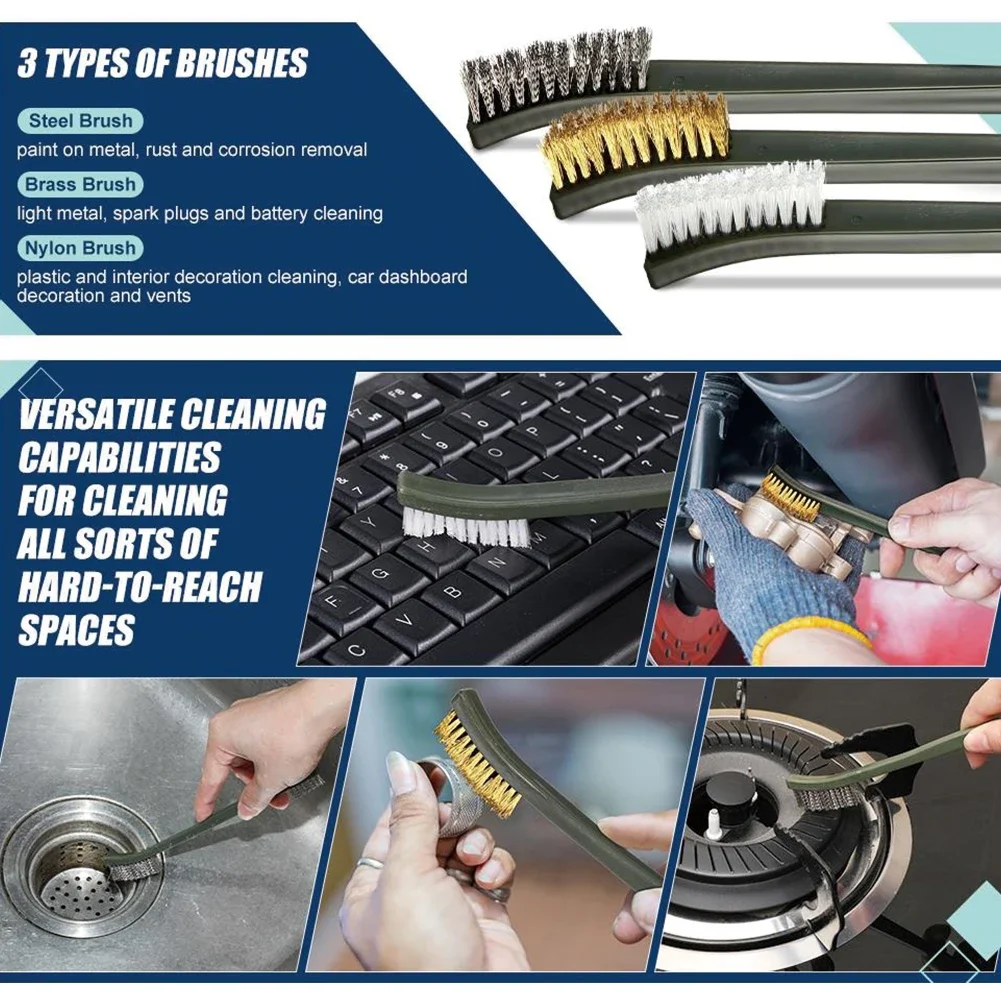 

Идеальный набор для удаления ржавчины и деталей металла. Мини-набор проволочных щеток из 9 предметов со стальной латунной и нейлоновой щетиной.