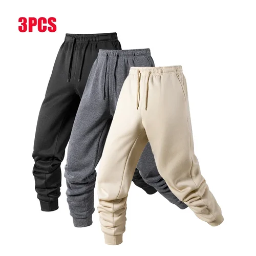 Imagen 2 del producto Paquete de 1/3 pantalones deportivos cálidos para hombre, ropa deportiva informal para hombre, pantalones largos de entrenamiento para correr, pantalones deportivos, pantalones de chándal para correr