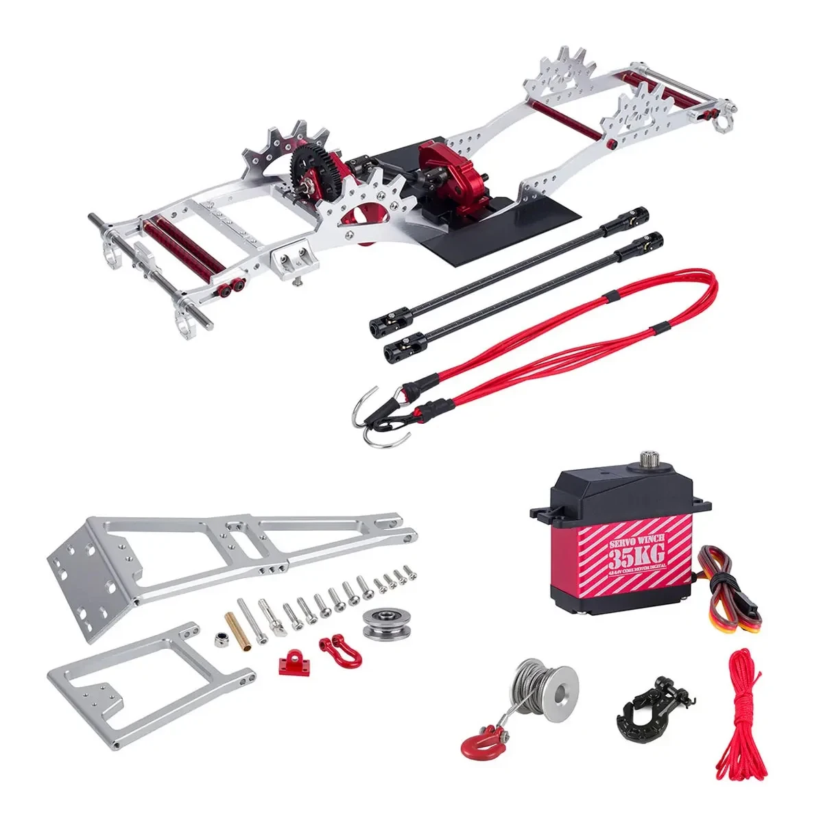 

Aluminum Alloy LCG Chassis Kit Frame DIY Servo Rescue Crane Arm for 1/10 RC Rigs Crawler Capra SCX10 II Axle Comp Builds Upgrade