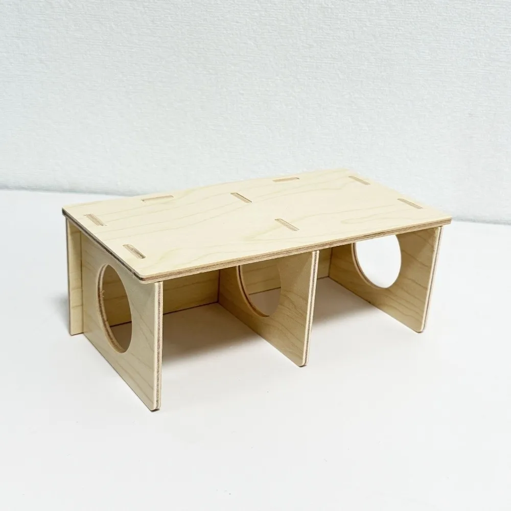 New Solid Wood Hamster Hiding House Easy to Install Durable Small Pets Hideaway Chew-proof Climb Hamster Slide Cage Decor