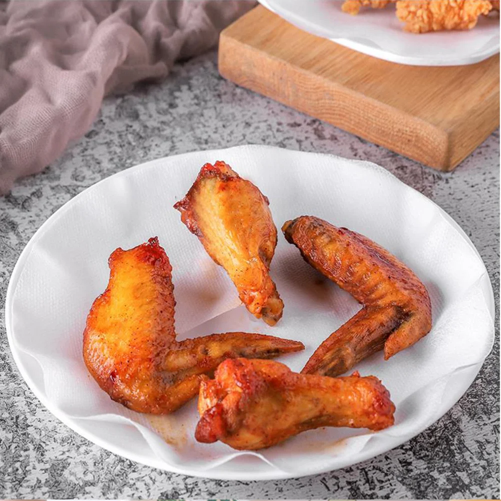 

48pcs Round Oil Absorption Paper Food Grade Nonwoven For Fried Chicken Pizza Toast Cookies Sandwiches Hot Dogs Oven Baking