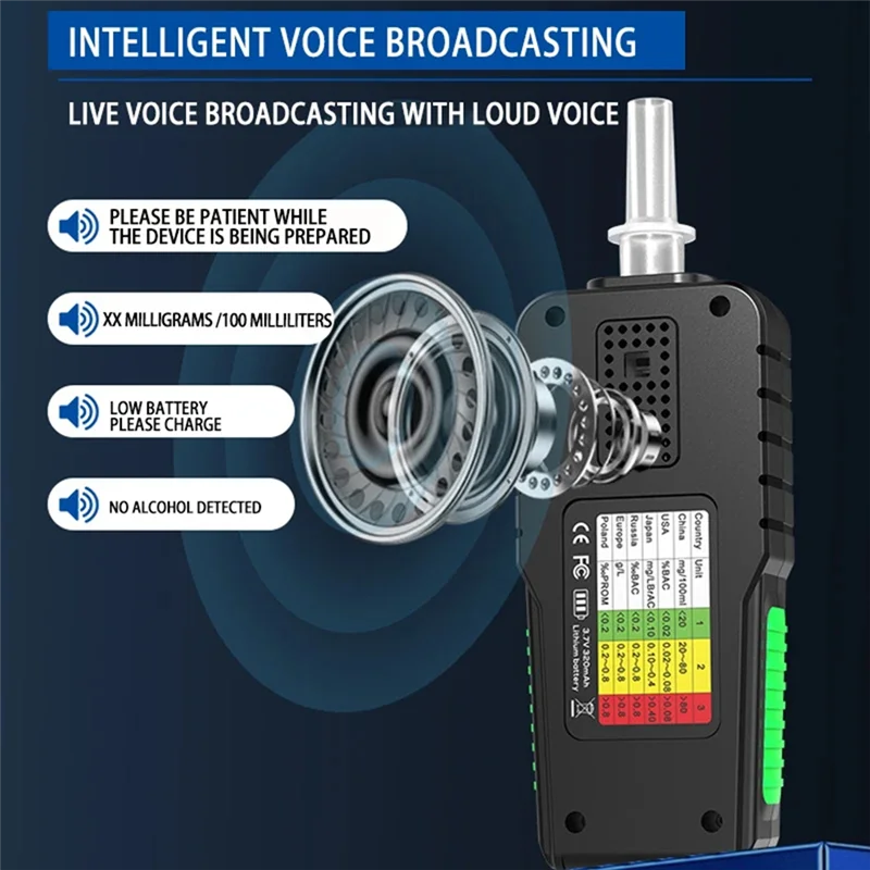 

AC52-Blow Type Alcohol Tester Check The Alcohol Driving Traffic Alcohol Intelligent Voice Broadcasting