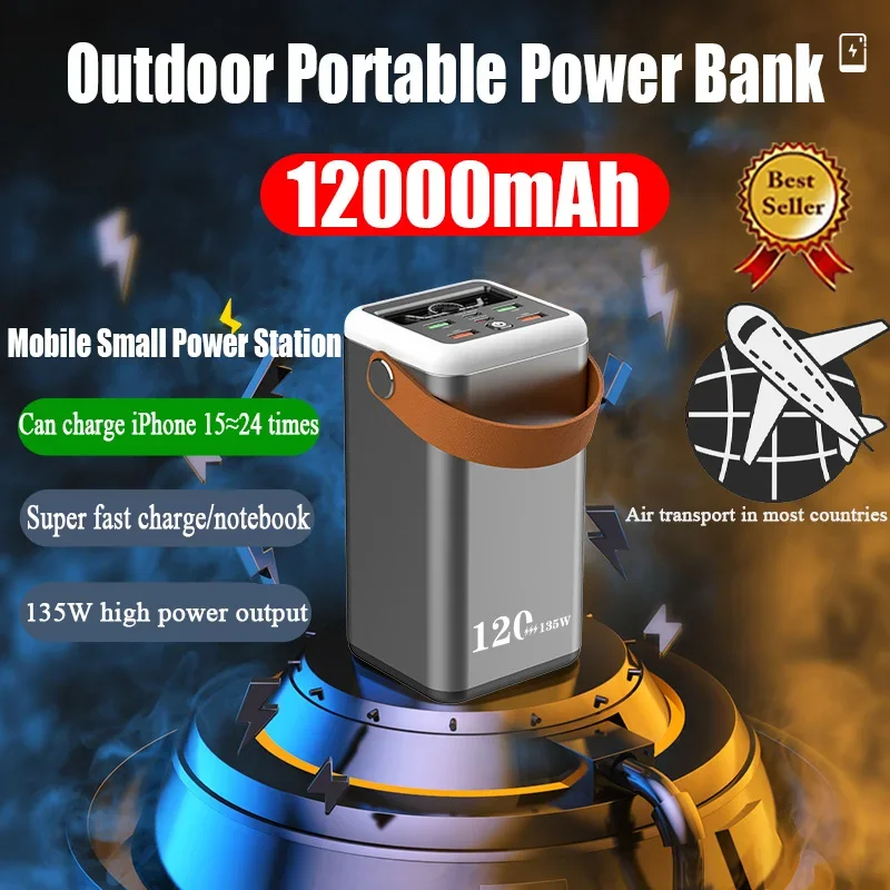 135 W tragbare Powerbank 120000 mAh Energiespeicher-Powerbank mit großer Kapazität, Outdoor, Camping, Laptop, Tablet, Akku, Handy