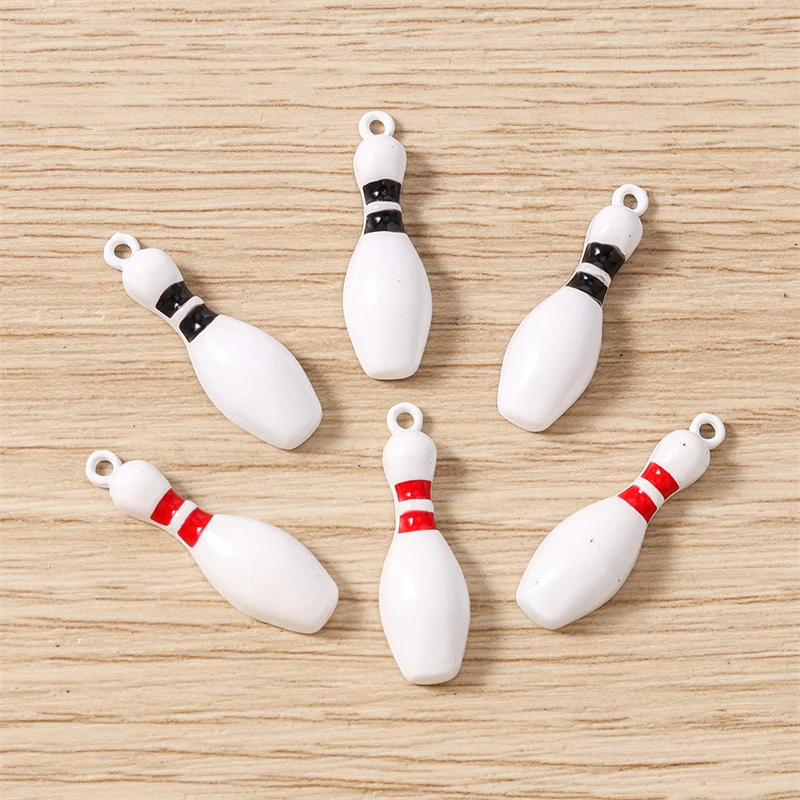 10 Stück 8x25mm lustige Emaille Sport Bowling Charms Anhänger für Schmuckherstellung Halsketten Ohrringe Armbänder DIY Bastelzubehör – Detail 11