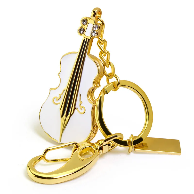 무료 사용자 정의 레이저 조각 로고 컬러 금속 바이올린 모델 USB2.0 플래시 드라이브 4GB 8GB 16GB 32GB 64GB 128GB
