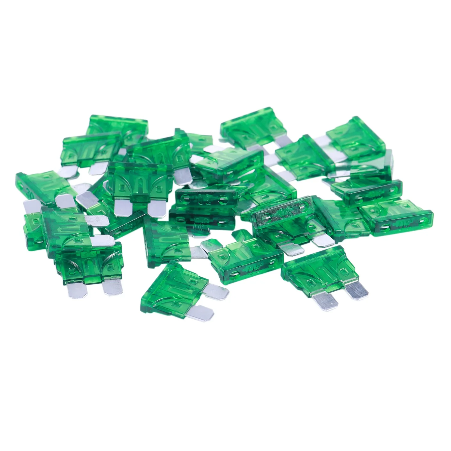 Vehicle Car 30A 30Amp Green Body Two Prong Blade ATC Fuse 30pcs