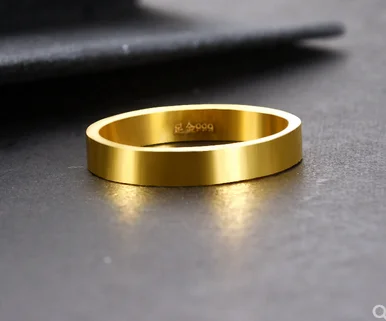 Imagem -03 - Anel de Ouro Puro 999 Anéis de Ouro Reais Anéis de Casal Anéis de Casamento Jóias de Noivado Anel de Ouro 24k Original Anéis Masculinos mm 24k