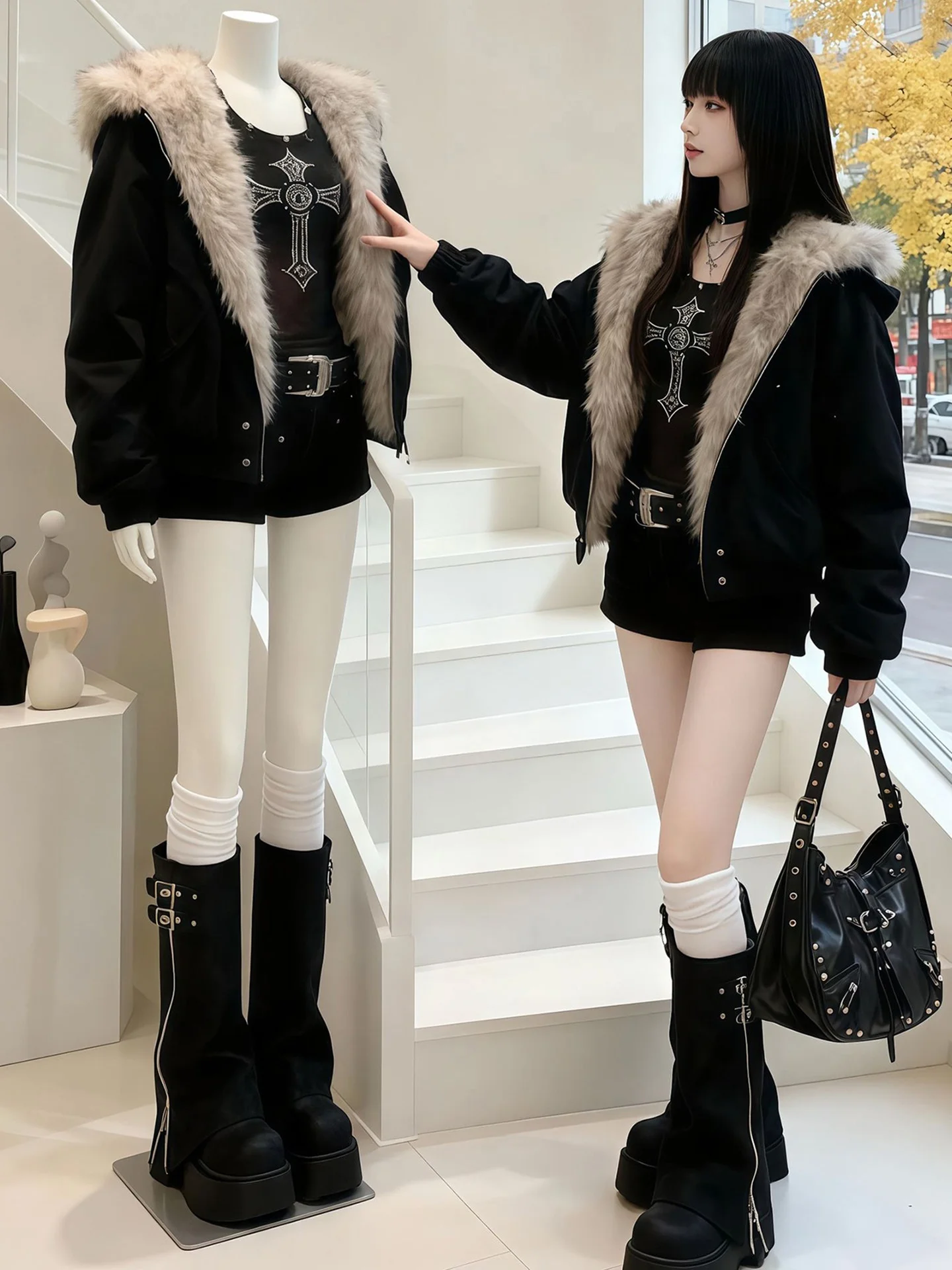 

Retro American ort Cotton Jaet Thiened Fur Collar Men's Women's Winter Coat Warm Casual Sle Stand Fit Online Exclu...