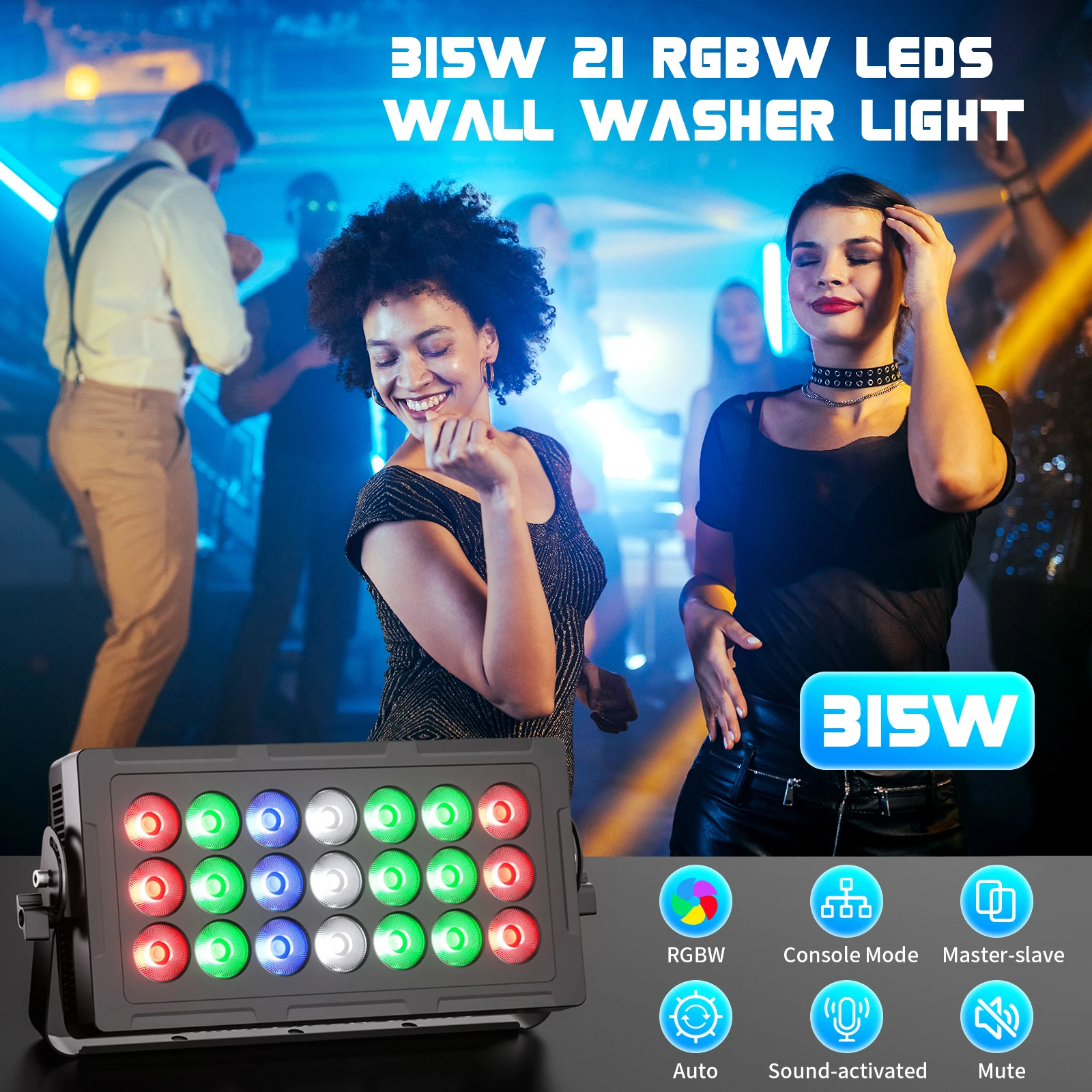Yiflamefly 2Pcs RGBW LED Strobe Lights and Wash Light DJ Disco Lights Flash Lighting DMX512 Control for Wedding Birthday Party