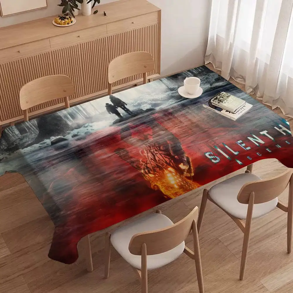 Thrilling Game S-Silent H-Hill Waterproof Rectangle Tablecloth Home Decor Dining Room Decor Reusable Table Cover Party Supplies