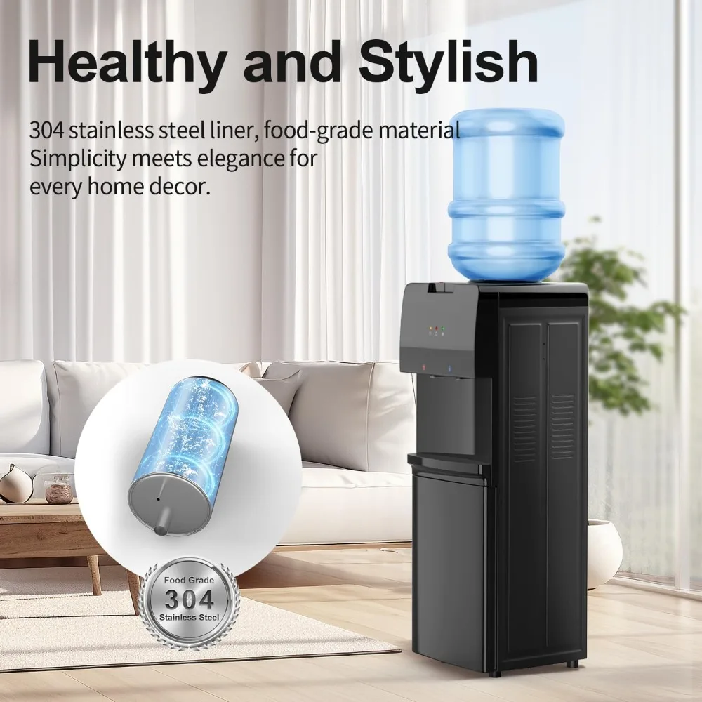 Top loading water cooler distributor -3 or 5 gallons of hot and cold water with child lock