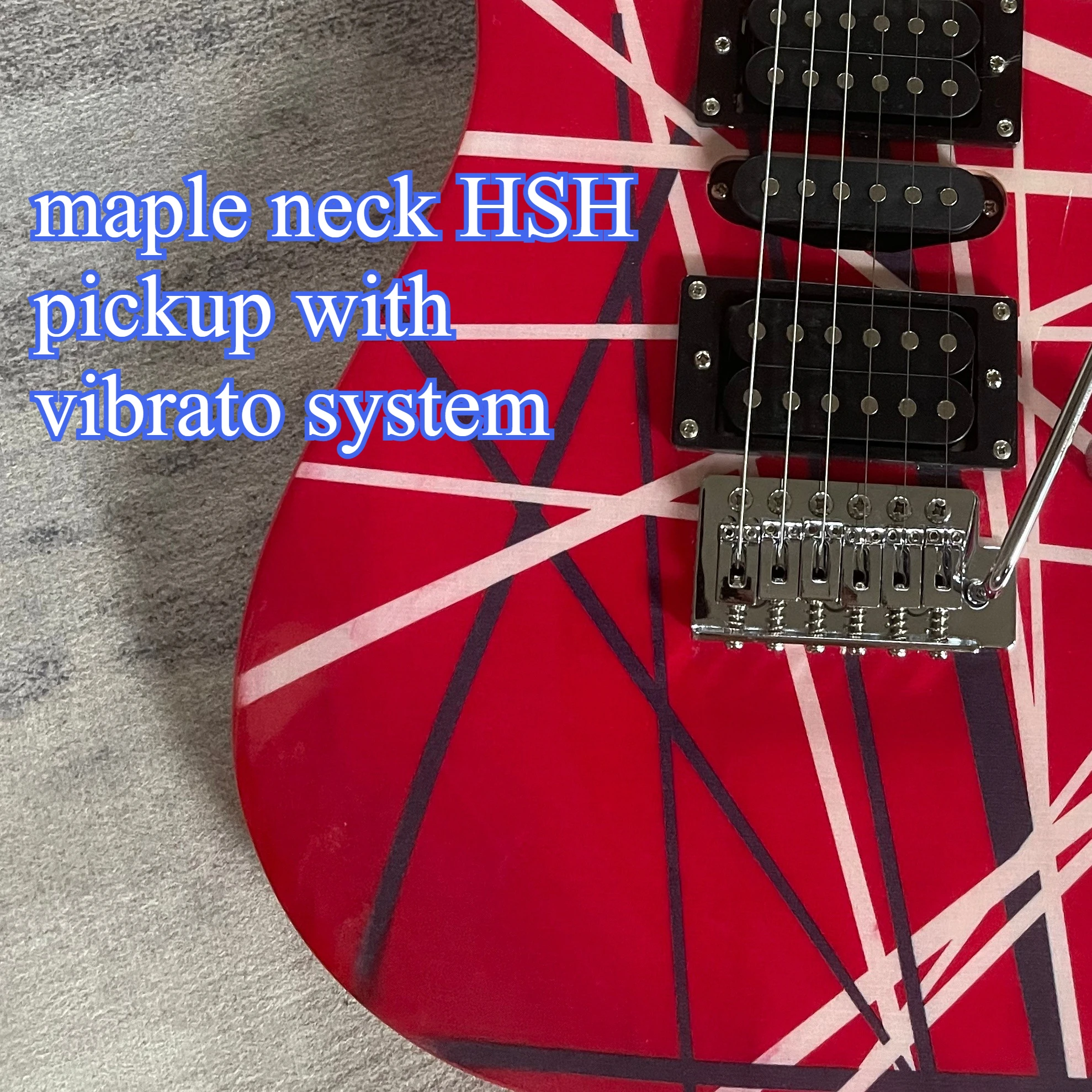 EV Style Striped Electric Guitar Maple Neck HSH Pickup Vibrato System Retro Hard Rock Collect Performances By Advanced Musicians