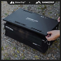 ShineTrip-Tactical Wind Detachable Outdoor Camping Storage Basket, Stainless Steel Portable Open Box, Variety Folding Bag