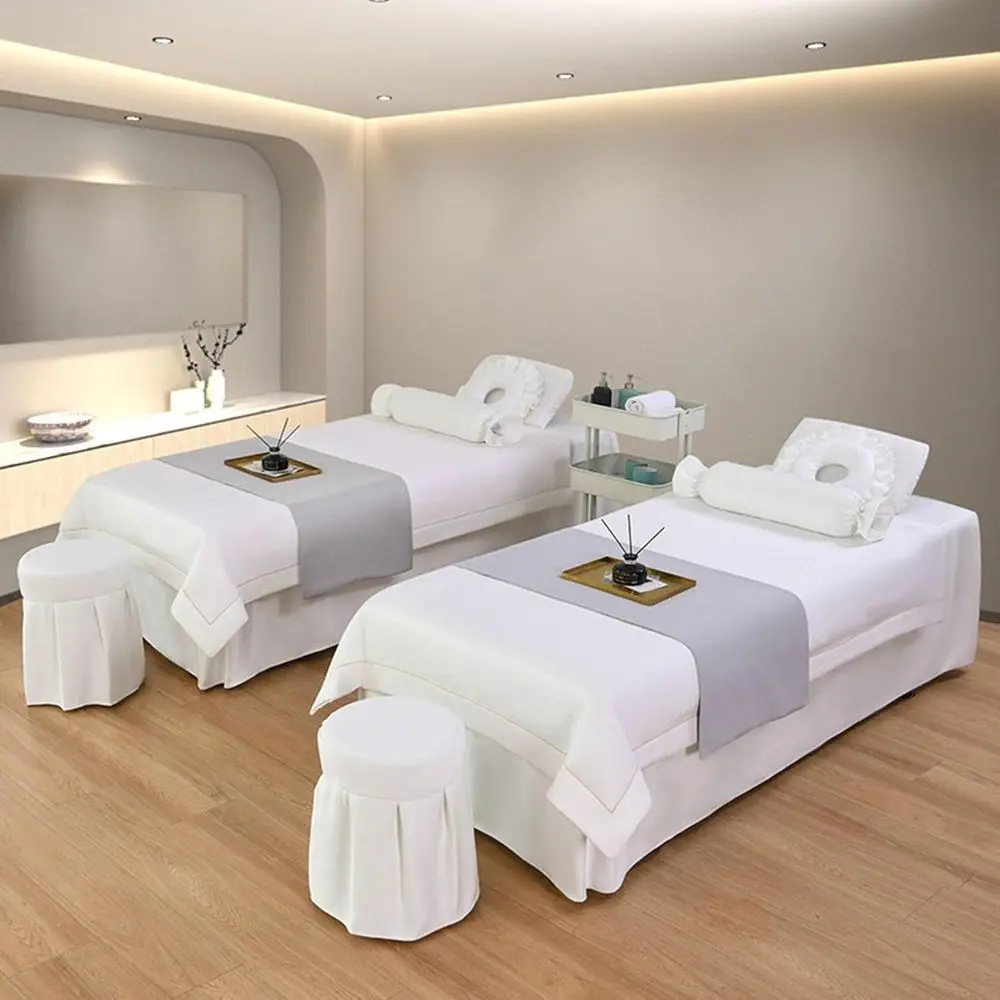 

Luxury 4-Piece Microfiber Massage Table Set, Spa Bed Cover with Skirt, 190x80cm