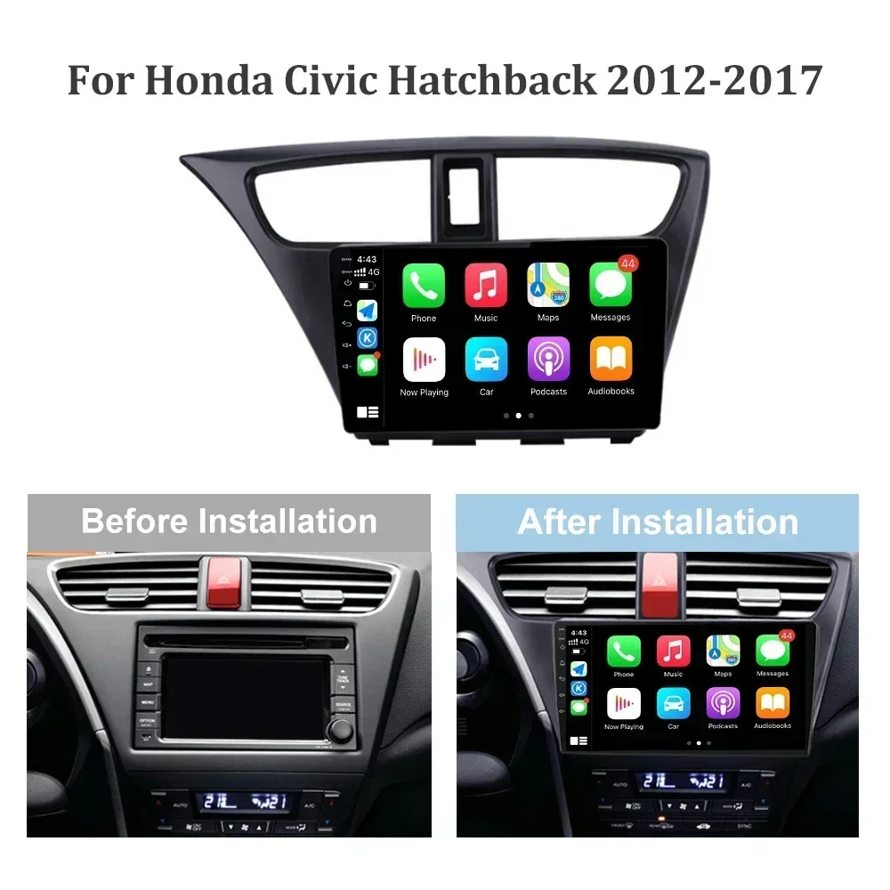 For European Left Rudder Honda Civic Hatchback 2012 - 2017 Car Radio Android Multimedia Navigation CarPlay 4G GPS Screen Stereo