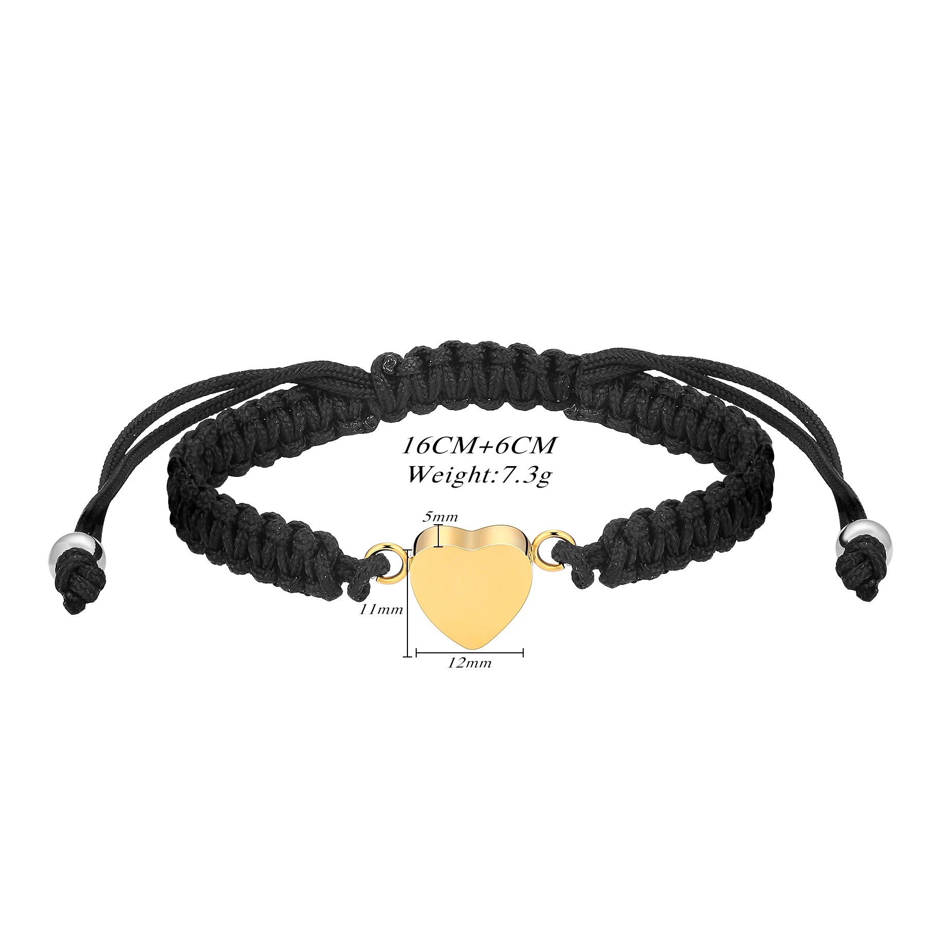 Herzförmiges Urnen-Armband für Asche, Edelstahl-Andenkenhalter, Asche-Armband mit geflochtenem Seil für Frauen – Detail 1
