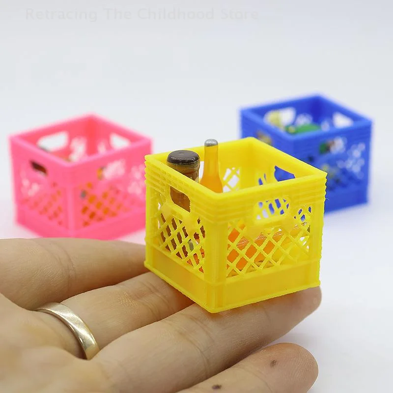 1Pcs 1:12 Dollhouse Miniature Handheld Beer Frame Model Food Storage Basket Kitchen Decor Toy Doll House Accessories