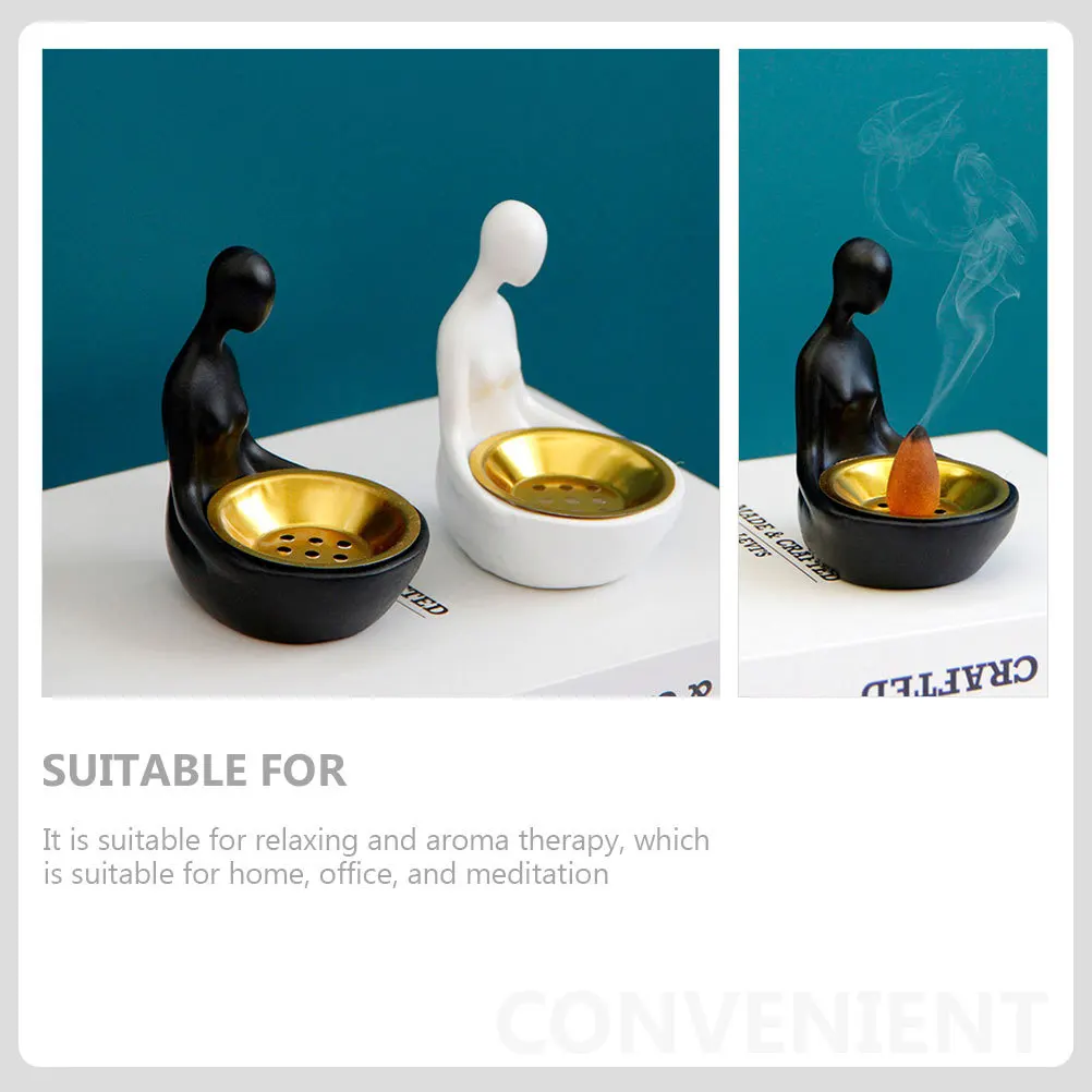 

Modern Abstract Figure Incense Burner Cone Holder Aroma Therapy Home Office Meditation Decor Resin Censer Modern Incense Burner