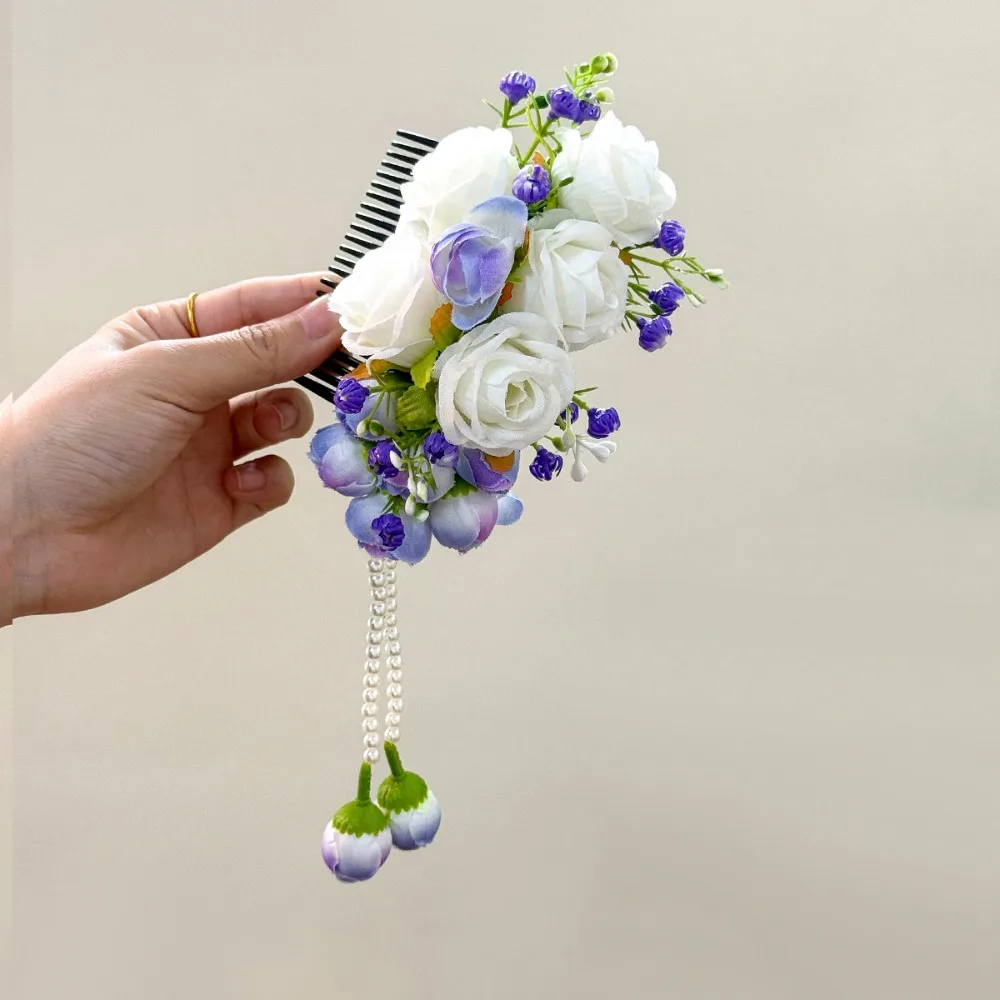 

Элегантная расческа для волос с милым цветком и кисточкой, богемные тайские аксессуары для волос, заколка для волос, фиксированные расчески, тайская заколка с цветком, женская