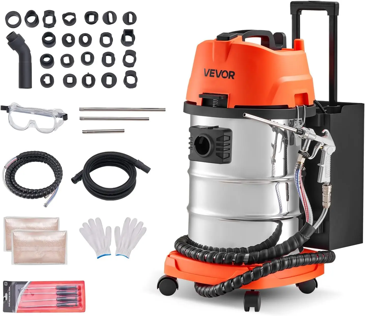 Walnut Blaster Kit for Carbon Cleaning, 1200W Sand Blaster with Built-in Vacuum, Extension Nozzle Sandblaster  and 5.5lbs Walnut