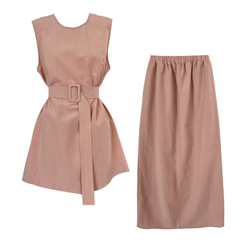 

French temperament, high-end feeling, sleeveless waist top with high waist skirt, summer new 2-piece set for women
