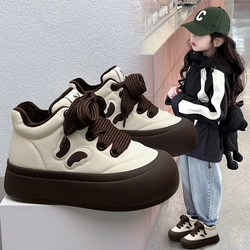 

Children's cotton shoes 2025 new style lightweight running soft sole children's plimsolls Fleece-lined warm boys' shoes