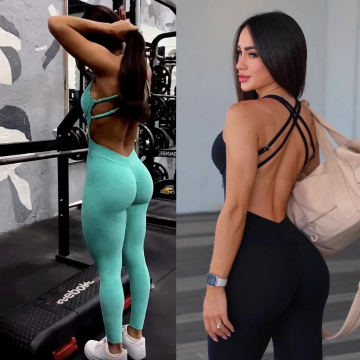 

Women Jumpsuit for Gym Nylon Fitness Suit Scrunch Butt Yoga Set One-Piece Workout Clothing Activewear