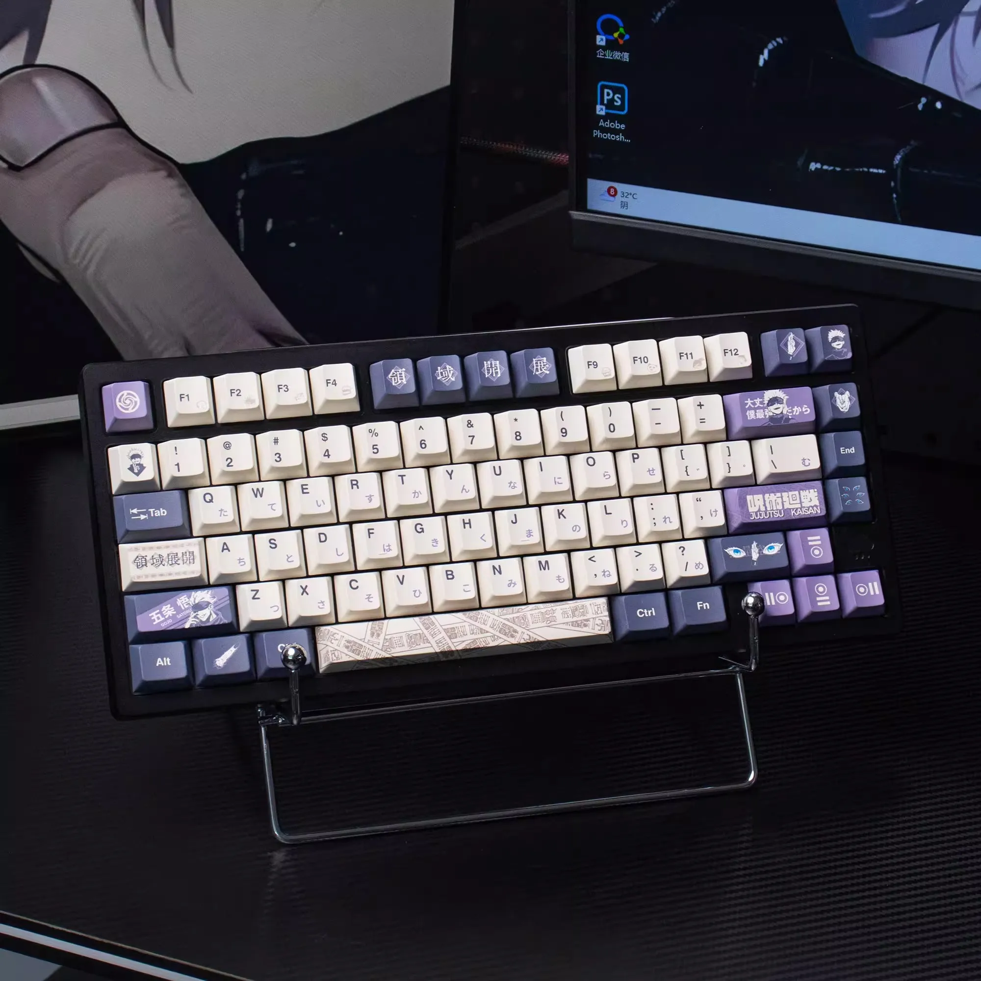 

Anime Theme Keycaps Gojo Satoru 129 Keys PBT Cherry Profile Customised Gaming Cartoon Keyboard Cap for Mechanical Keyboard Gifts