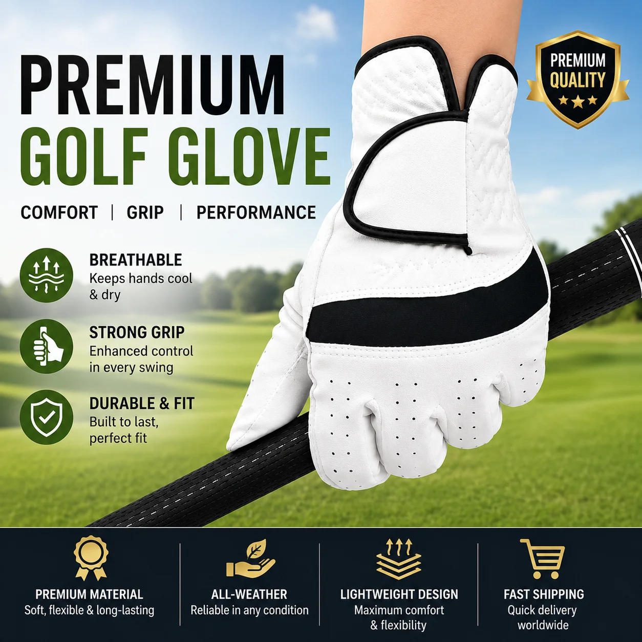 Portable Golf Glove Keeper Hanging Holder with Magic Tape Clip Attaches to Bag Pants Includes Skeleton Head Ball Cleaner Outdoor