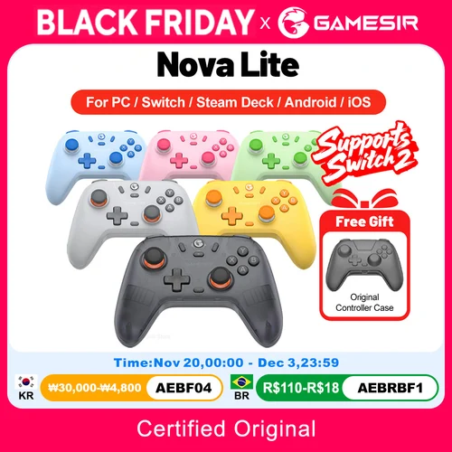 Gamesir Nova Lite PC Gamepads para Nintendo Switch 2 interruptor Oled Lite controlador Bluetooth efecto Hall Joysticks ventana 10 11