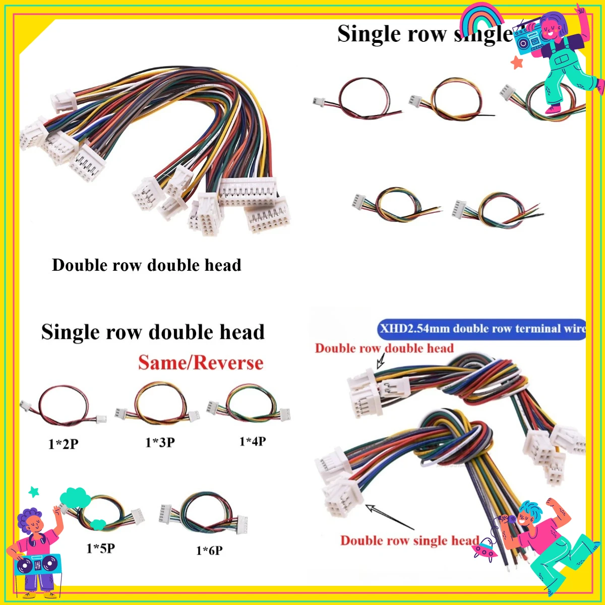 

5Pcs/lot XHD2.54 XHD 2.54MM Pitch Wire Cable Connector 2x2P/3/4/5/6Pin Female Plug Socket Single/Double Header 10/20/30CM 26AWG